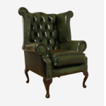 Green Leather Wingback Chesterfield Chair Hire
