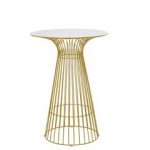 Wire Round Top Gold & White Poseur Table Hire